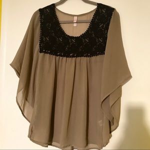 Xhilaration Smocked Flutter Sleeve Blouse